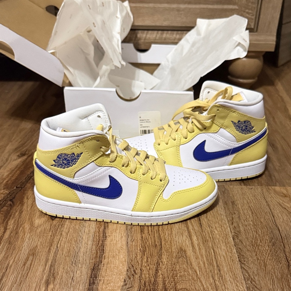 Nike Air Jordan 1 Mid Yellow, White & Blue